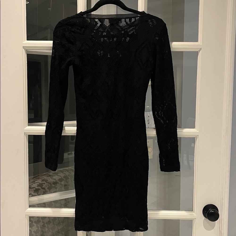 Fuzzi Italy Black Lace Midi Dress Size Small EUC - Picture 5 of 6